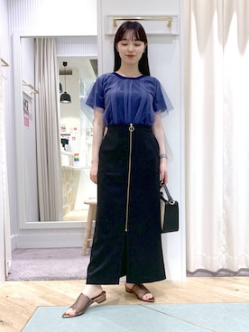 「Andemiu（アンデミュウ）のザツザイハイショクBAG995247（かごバッグ）」を使った、YUさん（レディース・153cm）の夏コーディネート