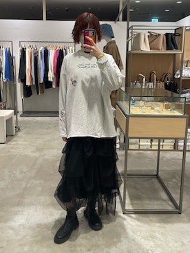 「コラボTシャツ」｜よこさん（レディース・160cm）の春コーディネート