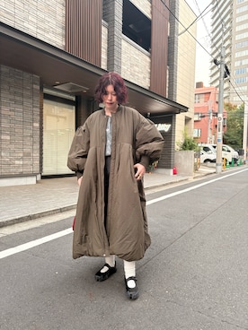 「カーキアウター」｜よこさん（レディース・160cm）の冬コーディネート