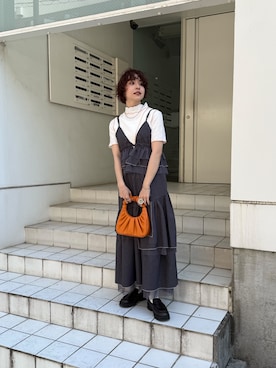 「DOUBLE NAME（ダブルネーム）のアイテム（トップス）」を使った、ゆーみんさん（レディース・164cm）の春コーディネート