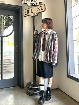 「アイテム（ネクタイ）」を使った、ゆーみんさん（レディース・164cm）の秋コーディネート