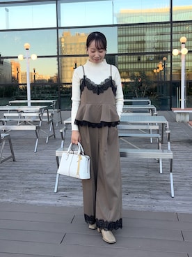 「アイテム（つなぎ/オールインワン）」を使った、ainoさん（レディース・156cm）の冬コーディネート