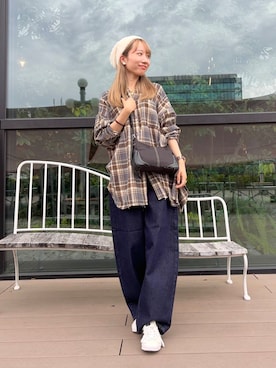 「SMELLY（スメリー）のシャギービーニー（ニットキャップ/ビーニー）」を使った、ainoさん（レディース・157cm）の秋コーディネート