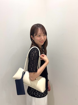 「SENSE OF PLACE by URBAN RESEARCH(センスオブプレイスバイアーバンリサーチ)のレースビスチェアンサンブルカットトップ(Tシャツ/カットソー、ブラック系)」を使った、ainoさん(レディース・156cm)の春コーディネート