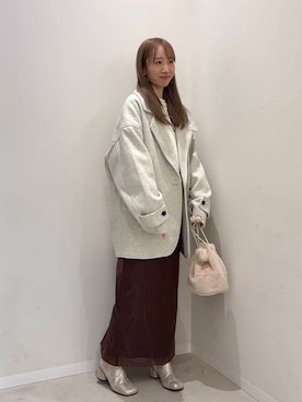 「アイテム（ステンカラーコート）」を使った、ainoさん（レディース・157cm）の秋コーディネート