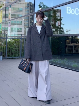 「アイテム（パンプス、グレー系）」を使った、ainoさん（レディース・156cm）の秋コーディネート