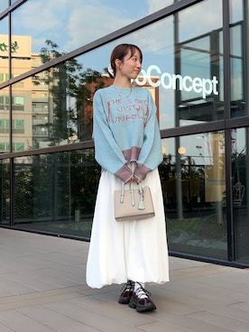 「アイテム（ハンドバッグ、グリーン系）」を使った、ainoさん（レディース・156cm）の秋コーディネート