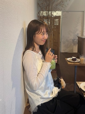 「SENSE OF PLACE by URBAN RESEARCH(センスオブプレイスバイアーバンリサーチ)のアシメヘムレースキャミソール(キャミソール、ホワイト系)」を使った、ainoさん(レディース・156cm)の夏コーディネート