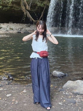 「URBAN RESEARCH(アーバンリサーチ)のインドピンタックレースブラウス(シャツ/ブラウス、ホワイト系)」を使った、ainoさん(レディース・156cm)の夏コーディネート