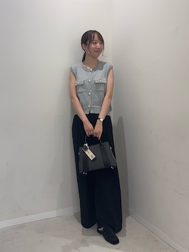 「SENSE OF PLACE by URBAN RESEARCH(センスオブプレイスバイアーバンリサーチ)の『洗濯可』メタルボタンポケットベスト(ベスト、グレー系)」を使った、ainoさん(レディース・156cm)の夏コーディネート