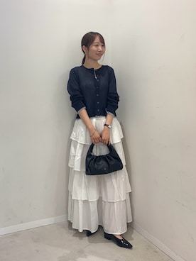 「SENSE OF PLACE by URBAN RESEARCH(センスオブプレイスバイアーバンリサーチ)の『洗濯可』UVケアシアーリブカーディガン(カーディガン/ボレロ、ブルー系)」を使った、ainoさん(レディース・156cm)の夏コーディネート