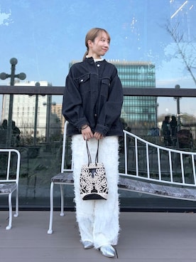 「SENSE OF PLACE by URBAN RESEARCH（センスオブプレイスバイアーバンリサーチ）のフリンジイージーパンツ（その他パンツ）」を使った、ainoさん（レディース・157cm）の冬コーディネート