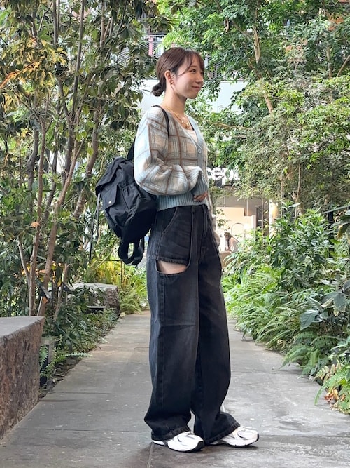 セール】モヘアチェッククロップドカーディガン（カーディガン