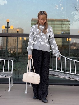 「SENSE OF PLACE by URBAN RESEARCH（センスオブプレイスバイアーバンリサーチ）のフリンジイージーパンツ（その他パンツ）」を使った、ainoさん（レディース・157cm）の冬コーディネート