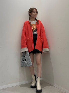 「アイテム（ノーカラーコート）」を使った、ainoさん（レディース・157cm）の秋コーディネート
