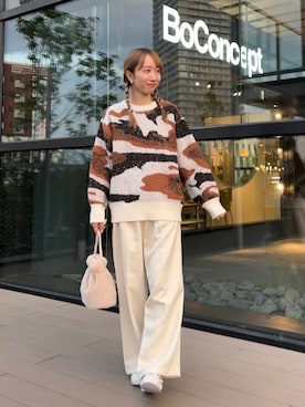 「SENSE OF PLACE by URBAN RESEARCH（センスオブプレイスバイアーバンリサーチ）のニュアンスパターンラメセーター（ニット/セーター）」を使った、ainoさん（レディース・157cm）の秋コーディネート