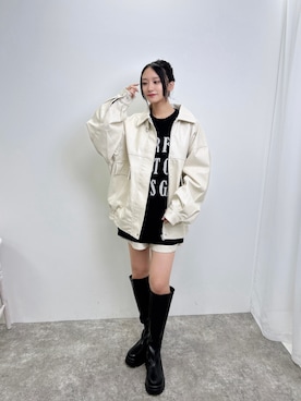 「レザーコーデ」｜sakさん（レディース・158cm）の秋コーディネート