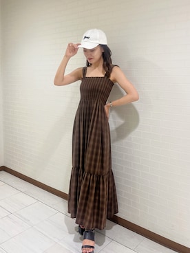 「アイテム（帽子）」を使った、sakさん（骨格ナチュラル・レディース・158cm）の夏コーディネート