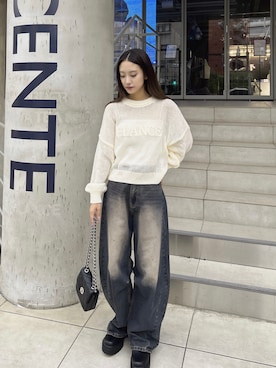 「カーブデニム」｜sakさん（レディース・158cm）の夏コーディネート