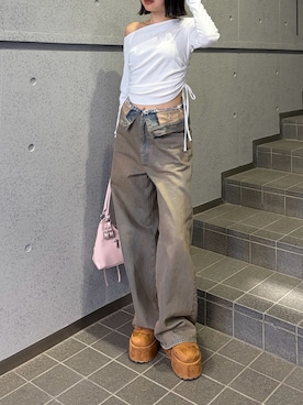 「EMODA（エモダ）のアイテム（ショルダーバッグ）」を使った、李　相美さん（レディース・162cm）の夏コーディネート