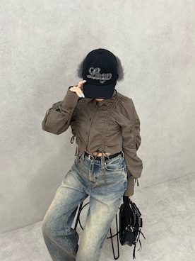 「EMODA（エモダ）のアイテム（キャップ）」を使った、李　相美さん（レディース・162cm）の秋コーディネート