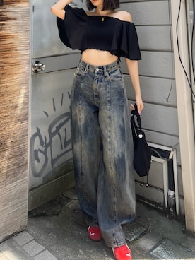 「EMODA（エモダ）のアイテム」を使った、李　相美さん（レディース・162cm）の夏コーディネート