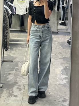 「EMODA（エモダ）のアシンメトリーチョーカーツインニット（ニット/セーター）」を使った、李　相美さん（レディース・162cm）の春コーディネート