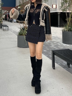 「アイテム（ブルゾン、その他）」を使った、李　相美さん（レディース・162cm）の冬コーディネート