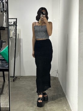 「マキシスカート」｜李　相美さん（レディース・162cm）の春コーディネート