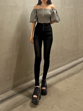 「EMODA（エモダ）のアイテム（その他トップス）」を使った、李　相美さん（レディース・162cm）の夏コーディネート