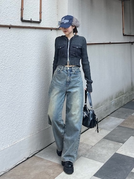 「EMODA（エモダ）のアイテム（キャップ）」を使った、李　相美さん（レディース・162cm）の秋コーディネート