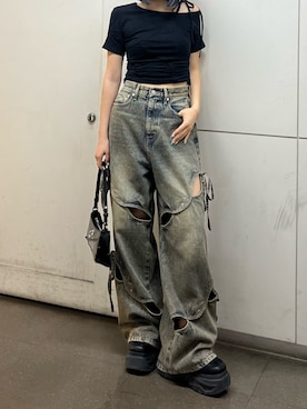 「EMODA（エモダ）のアイテム」を使った、李　相美さん（レディース・162cm）の春コーディネート