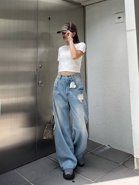 「EMODA（エモダ）のアイテム」を使った、李　相美さん（レディース・162cm）の夏コーディネート