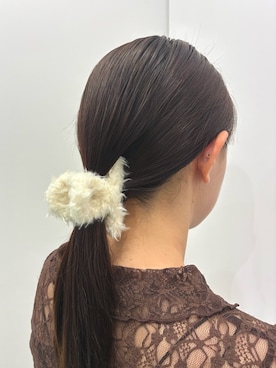 「アイテム（バレッタ/ヘアクリップ、ホワイト系）」を使った、　　Rinaさん（レディース・158cm）の秋コーディネート