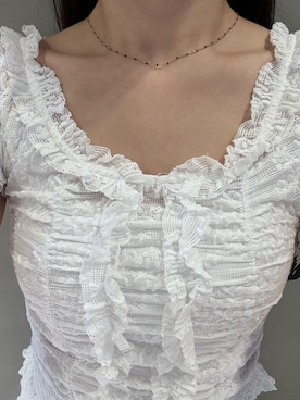 「SMELLY（スメリー）のステンレスブラックドットチェーンネックレス（ネックレス、ゴールド系）」を使った、　　Rinaさん（レディース・158cm）の夏コーディネート