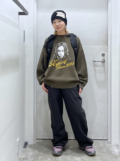 DISTRESSED LOGO PATCH BEANIE（ニットキャップ/ビーニー）｜X-girl