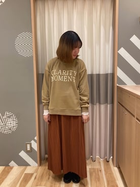 「Samansa Mos2 blue（サマンサモスモスブルー）のアイテム（スカート、オレンジ系）」を使った、ちひろさん（レディース・155cm）の秋コーディネート