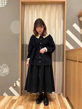 「Samansa Mos2（サマンサ モスモス）の配色前後2WAYブラウス（シャツ/ブラウス）」を使った、ちひろさん（レディース・155cm）の冬コーディネート