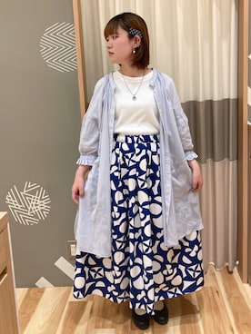 「ブルーコーデ」｜「アイテム（チュニック）」を使った、ちひろさん（レディース・155cm）の夏コーディネート