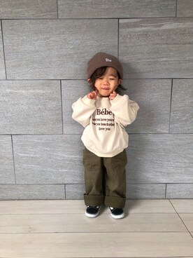 「春服デビュー宣言」｜「アイテム（サロペット/オーバーオール）」を使った、tentensyoさん（キッズ・80cm）の春コーディネート
