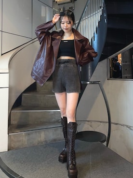 「アイテム（ブーツ）」を使った、松井みゆさん（レディース・165cm）の夏コーディネート