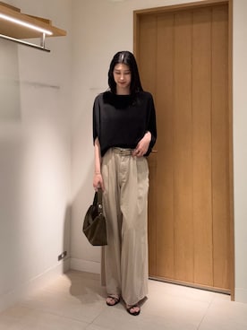 「GALLARDAGALANTE（ガリャルダガランテ）のドルマンジャージープルオーバー（Shirts、ブラック系）」を使った、moeさん（レディース・169cm）の夏コーディネート