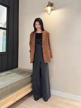 「アイテム（サロペット/オーバーオール）」を使った、moeさん（レディース・169cm）の秋コーディネート