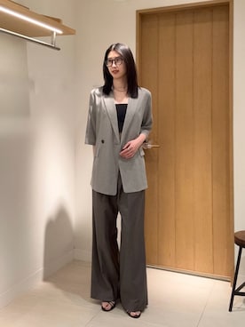 「GALLARDAGALANTE（ガリャルダガランテ）の【2サイズ展開】【大人気アイテムが今年も登場】ハーフスリーブジャケット（テーラードジャケット、グレー系）」を使った、moeさん（レディース・169cm）の春コーディネート