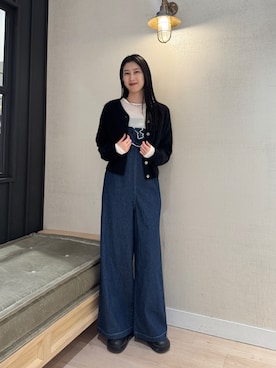 「アイテム（サロペット/オーバーオール）」を使った、moeさん（レディース・169cm）の秋コーディネート