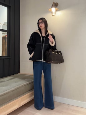 「アイテム（ムートンコート）」を使った、moeさん（レディース・169cm）の冬コーディネート