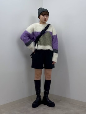 「アイテム（ニットキャップ/ビーニー、グレー系）」を使った、ｎａｒｕｍｉさん（レディース・163cm）の冬コーディネート