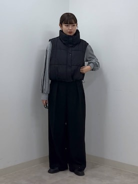 「ナチュラル」｜「アイテム（ライダースジャケット）」を使った、ｎａｒｕｍｉさん（レディース・163cm）の冬コーディネート