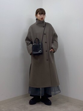 「ナチュラル」｜「アイテム（チェスターコート）」を使った、ｎａｒｕｍｉさん（レディース・163cm）の冬コーディネート