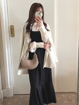 「アイテム（テーラードジャケット）」を使った、minaさん（レディース・152cm）の秋コーディネート